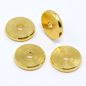Flat Round Brass Spacer Beads, Nickel Free, Raw(Unplated), 7.5x2mm, Hole: 1.5mm