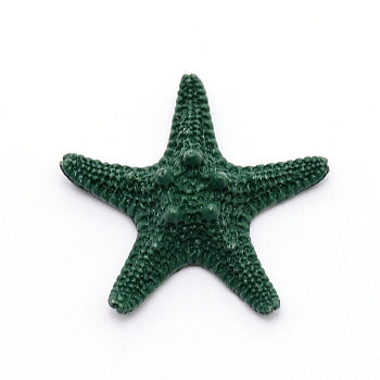 Opaque Resin Cabochons, Starfish, Dark Green, 43x45x14mm