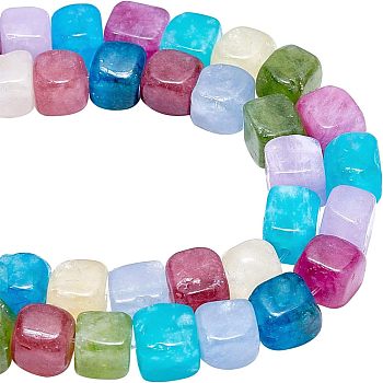 Nbeads 80Pcs 8 Style Natural Gemtone Beads, Cube, Mixed Color, 7~8x7~8x7~8mm, Hole: 0.9mm, 10pcs/style