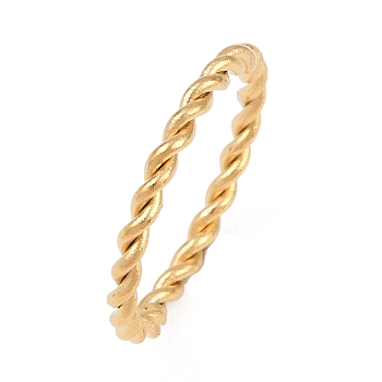 Ion Plating(IP) 304 Stainless Steel Cuff Rings, Open Ring, Twist, Golden, 2mm, Inner Diameter: 17mm