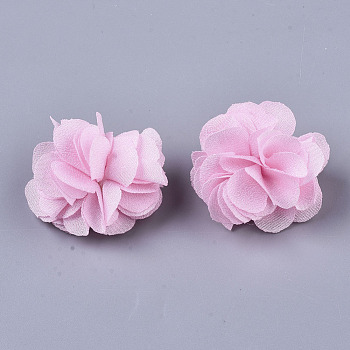 Polyester Fabric Flowers, for DIY Headbands Flower Accessories Wedding Hair Accessories for Girls Women, Pearl Pink, 34mm