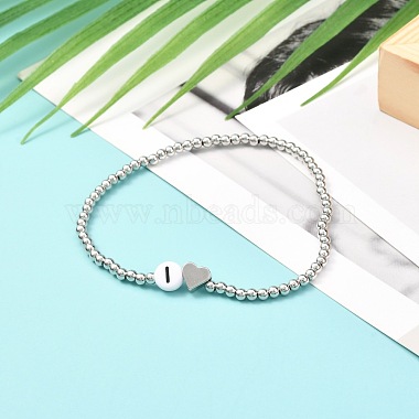 Heart and Random Letter Beads Stretch Bracelet for Teen Girl Women(BJEW-JB06996)-3