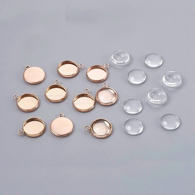 Clear Half Round Stainless Steel+Glass Pendant Making