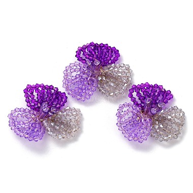 Golden Dark Violet Flower Glass Cabochons