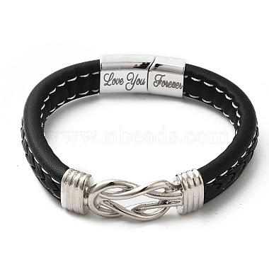 Word Love You Forever Stainless Steel Interlocking Knot Link Bracelet(JB752A)-2