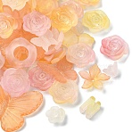 50G Transparent Acrylic Beads, Frosted, Mixed Shapes, Lemon Chiffon, 12~30.5x11.5~39.5x2.5~9mm, Hole: 1.6~2.7mm(OACR-YW0002-44D)