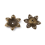 6-Petal Iron Bead Caps, Flower, Antique Bronze, 30.5x26.5x3.5mm, Hole: 2mm(IFIN-WH0070-07AB)