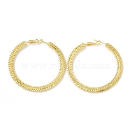 Brass Chain Wrap Big Hoop Earrings for Women, Lead Free & Cadmium Free & Nickel Free, Real 18K Gold Plated, 50.5x3mm, Pin: 0.9mm(EJEW-A070-04G)