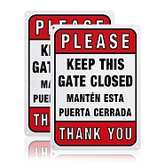 UV Protected & Waterproof Aluminum Warning Signs, Please Keep Gate Closed Sign, Red, 250x180x1mm, Hole: 4mm(AJEW-GL0001-05A-16)