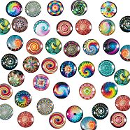 Flatback Glass Cabochons for DIY Projects, Dome/Half Round with Mixed Patterns, Mixed Color, 25x6mm(GGLA-PH0005-09A)