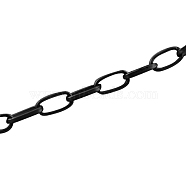 Iron Paperclip Chains, Flat Oval, Drawn Elongated Cable Chains, Unwelded, with Spool, Gunmetal, 10x5x1.5mm, about 164.04 Feet(50m)/roll(CH-R025-10x5mm-B)