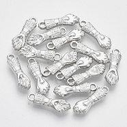 Plating ABS Plastic Pendants, Hand, Platinum, 23x7~8x4mm, Hole: 2.5mm(KY-N007-14)