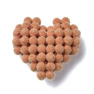 Flocky Resin Woven Beads, Heart, Light Coral, 30x31x11mm(RESI-F025-02E)