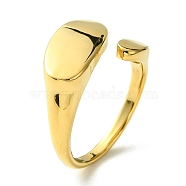 Ion Plating(IP) 304 Stainless Steel Oval Open Cuff Ring, Signet Rings, Real 14K Gold Plated, US Size 8(18.1mm)(RJEW-Z028-01G)