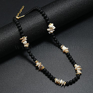 Bohemian Synthetic Non-magnetic Hematite & Coconut & Shell Surf Punk Beaded Necklaces for Men, White(NI4745-3)