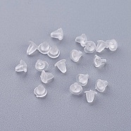 Plastic Ear Nuts, Earring Backs, Clear, 3x4mm, Hole: 0.4mm(KY-G006-04-A)