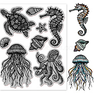 Rubber Clear Stamps, for Card Making Decoration DIY Scrapbooking, Marine Animal, 22x18x0.8cm(DIY-WH0251-030)