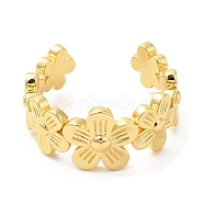 Rack Plating Brass Flower Wrap Open Cuff Rings for Women, Cadmium Free & Lead Free, Real 18K Gold Plated, US Size 7 1/4(17.5mm)(RJEW-M148-08G)