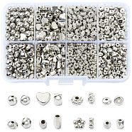 CCB Plastic Spacer Beads Set, Mixed Shapes, Platinum, 4~6x2~3.8mm, Hole: 1.2~1.6mm(CCB-YW0001-41P)