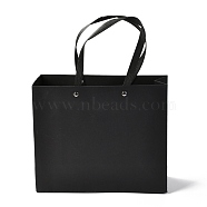 Rectangle Paper Bags, with Nylon Handles, for Gift Bags and Shopping Bags, Black, 24x0.4x20cm(CARB-O004-02B-06)