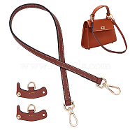 Leather Bag Handles & Undamaged Bag Triangle Buckle Connector, No Punch Detachable Bag Handle Cover, Saddle Brown, 64x1.2x0.3cm(FIND-WH0191-12A)