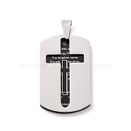 304 Stainless Steel Manual Polishing Pendants, Oval with Cross & Word, Gunmetal & Stainless Steel Color, 38x24x3mm, Hole: 5x8mm(STAS-G269-04P)