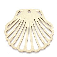 Aluminium Big Pendants, Laser Cut Big Pendants, Scallop Shell Shape, Golden, 50x45x1mm, Hole: 3mm(ALUM-T001-44G)