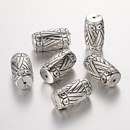 Carved CCB Plastic Barrel Beads, Antique Silver, 28.5x15mm, Hole: 2mm(CCB-E047-04AS)