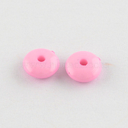 Opaque Acrylic Beads, Rondelle, Pink, 8x3.5mm, Hole: 1.5mm, about 3270pcs/500g(SACR-R822-07)