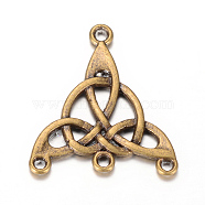 Tibetan Style Alloy Chandelier Components Links, Triangle, Cadmium Free & Nickel Free & Lead Free, Antique Bronze, 28.5x25x2mm, Hole: 2mm, about 450pcs/1000g(TIBE-Q064-29AB-NR)