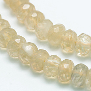 Faceted Coffee Watermelon Stone Glass Beads Strands, Rondelle, Wheat, 8x5mm, Hole: 1mm, about 76pcs/strand, 15.2 inch(X-G-K090-17)