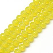Baking Painted Glass Beads Strands, Imitation Opalite, Round, Yellow, 6mm, Hole: 1.3~1.6mm, about 133pcs/strand, 31.4 inch(DGLA-Q023-6mm-DB10)