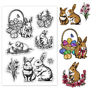 Easter Custom PVC Plastic Clear Stamps, for DIY Scrapbooking, Photo Album Decorative, Cards Making, Rabbit, 160x110mm(DIY-WH0618-0135)
