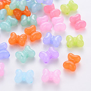 Transparent Acrylic Beads, Dyed, Bowknot, Mixed Color, 11x15x7mm, Hole: 2mm(X-MACR-S373-08E)