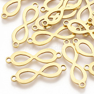 201 Stainless Steel Links connectors, Laser Cut Links, Infinity, Golden, 25x7x1mm, Hole: 1.8mm(STAS-T044-71G)