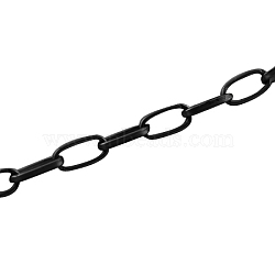 Iron Paperclip Chains, Flat Oval, Drawn Elongated Cable Chains, Unwelded, with Spool, Gunmetal, 10x5x1.5mm, about 164.04 Feet(50m)/roll(CH-R025-10x5mm-B)