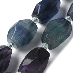 Natural Fluorite Beads Strands, Faceted, Nuggets, 16.5~27.5x9.5~21.5x9.5~21.5mm, Hole: 2mm, about 12~15pcs/strand, 15.16~15.75''(38.5~40cm)(G-H095-A06-01)