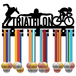 Acrylic Medal Holder, Medals Display Hanger Rack, with Standoff Pins, Medal Holder Frame, Triathlon Pattern, 130x290x10mm, Hole: 8mm(AJEW-WH0296-038)