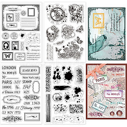 4 Sheets 4 Styles PVC Plastic Stamps, for DIY Scrapbooking, Photo Album Decorative, Cards Making, Stamp Sheets, Mixed Shapes, 16x11x0.3cm, 1 sheet/style(DIY-GL0004-48E)