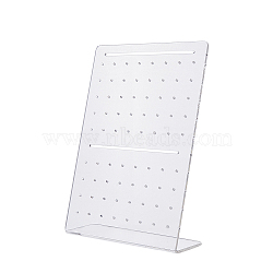 72-Hole Acrylic Slant Back Earring Display Stands, L-Shaped Earring Organizer Holder, Clear, 4.25x15x21cm(EDIS-WH0021-33B)