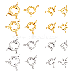 16 Sets 8 Styles Brass Spring Ring Clasps, Platinum & Golden, 8.5~14.5x4~6mm, Hole: 2~2.5mm, Inner Diameter: 3~4mm, 2 sets/style(KK-UN0001-26)