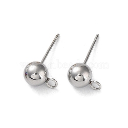 Non-Tarnish 304 Stainless Steel Stud Earring Findings, with Open Loop, Round, Stainless Steel Color, 18x6mm, Hole: 1.8mm, Pin: 0.7mm(STAS-M323-01B-P)