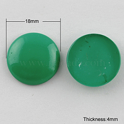 Painted Glass Cabochons, Half Round/Dome, Medium Sea Green, 18mm, 5mm(Range: 4.5~5.5mm) thick(DGLA-R026-18mm-1)