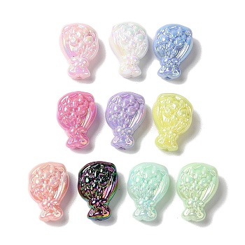 UV Plating Acrylic Beads, Flower, Mixed Color, 21x15x9mm, Hole: 2.5mm