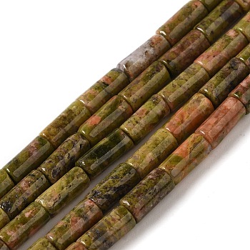 Natural Unakite Beads Strands, Column, 8x4mm, Hole: 0.7mm, about 48pcs/strand, 15.35~15.43''(39~39.2cm)