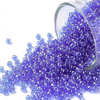 TOHO Round Seed Beads, Japanese Seed Beads, (117) Transparent Luster Blue, 11/0, 2.2mm, Hole: 0.8mm, about 5555pcs/50g