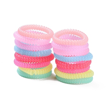 Plastic Telephone Cord Elastic Hair Ties, Ponytail Holder, Imitation Jelly Style, Mixed Color, 19~23mm