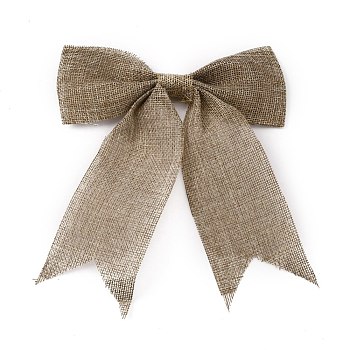 Christmas Theme Imitation Linen Bowknot Ornament Accessories, Tan, 150~180x170~200x17~18mm