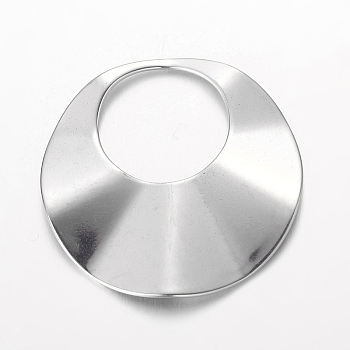 Flat Round 201 Stainless Steel Pendants, Stainless Steel Color, 27x1.5mm, Hole: 13mm