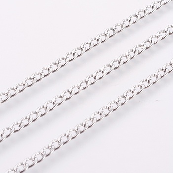 304 Stainless Steel Curb Chains, with Spool, Unwelded, Stainless Steel Color, 4.6x3x1mm, about 32.8 Feet(10m)/roll
